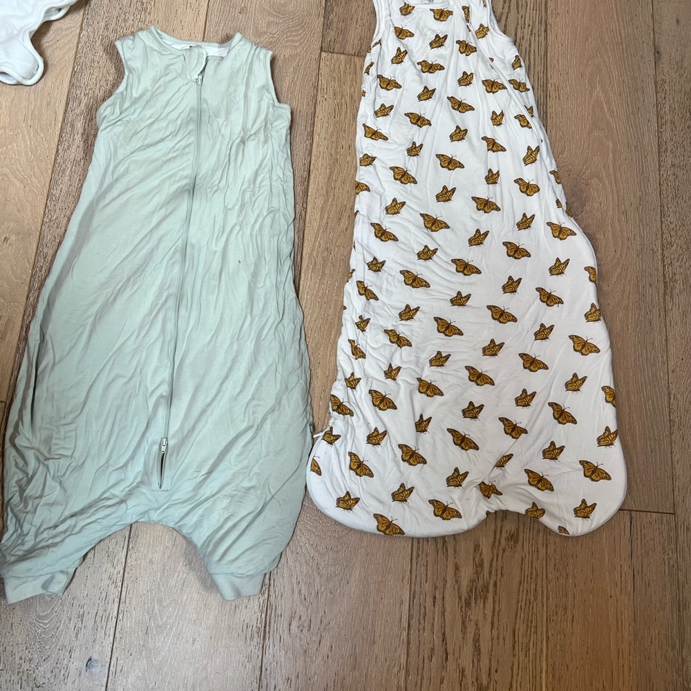 Kyte Baby Sleep Sack Bundle- 18-36 mos - Mint Green and White with Monarch Print
